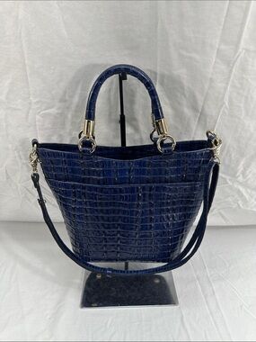 Brahmin Melbourne Croc-Embossed Satchel Tote Bag w/Gold Hardware/Shoulder Strap